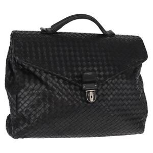 BOTTEGA VENETA INTRECCIATO Business Bag Leather Black 113095 Auth bs32187